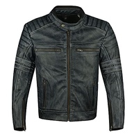 Jaqueta masculina SHADOW motocicleta envelhecida couro bovino armadura preta - imagem 5