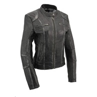 Milwaukee Leather SFL2830 Jaqueta de couro feminina preta estilo mergulho com pele de carneiro - imagem 1