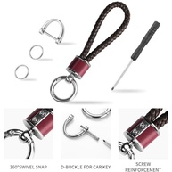 Tukellen Chaveiro de trama de couro adequado para carro chaveiro presente mulher, com anel em D rotativo de 360 graus e chave de fenda - imagem 5
