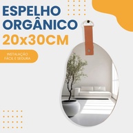 Espelho Orgânico Grão 20x30cm: Design Assimétrico com Alça de Couro - imagem 2