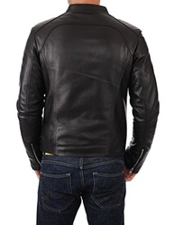 Jaqueta masculina de couro de cordeiro com motocicleta da Leather FARM, Preto, Large - imagem 4