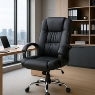 Cadeira Executiva Presidente Ergonômica Reclinável Luxuosa em Couro Sintético Preto - imagem 2