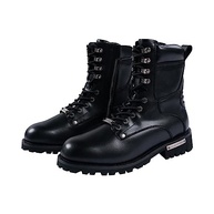 Bota masculina de motociclista de couro sintético impermeável com zíper lateral com cadarço - imagem 2