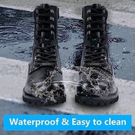 Bota masculina de motociclista de couro sintético impermeável com zíper lateral com cadarço - imagem 5