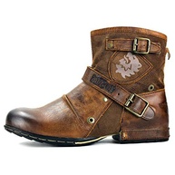 OSSTONE Botas de motocicleta masculinas modernas de couro com zíper Chukka OS-5008-1-Camuflagem Verde, Marrom, 41 - imagem 4