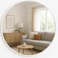Espelho Redondo Decorativo com Moldura de Couro Sintético - 50cm | Design Elegante para Sala, Quarto, Escritório ou Banheiro - imagem 1