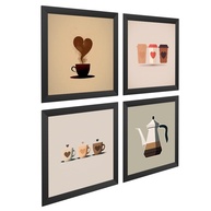 Kit 4 Quadros Decorativos 18x18 cm - Café e Cozinha com Vidro | Moldura de Madeira e Impressão Fotográfica - imagem 3