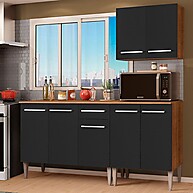 Cozinha Compacta 169cm Emilly Madesa: Rustic & Preto - imagem 1