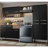 Cozinha Compacta 229cm Emilly Madesa: Rustic e Preto - imagem 1
