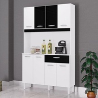 Cozinha Compacta 8 Portas: Cassia Branco/Preto Poquema - imagem 1