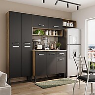 Cozinha Compacta Arizona Glam: Elegância em Carvalho com Preto Carraro - imagem 1