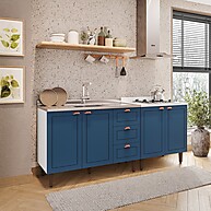 Cozinha Compacta Pérola Yescasa: Seu Sonho Branco/Azul - imagem 1