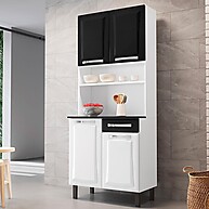 Cozinha Compacta Pratika 80cm Branco e Preto – Espaço Otimizado - imagem 1