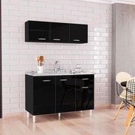 Cozinha Completa 120cm Preto: Balcão e Aéreo Poquema - imagem 1