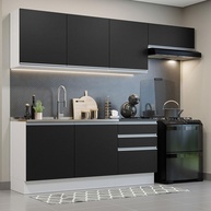 Cozinha Completa 260cm: MDF, Branco/Preto - imagem 1