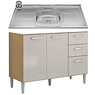 Cozinha Completa: Balcão 120cm com Pia Inox Livy - imagem 1