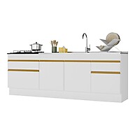 Cozinha Completa: Kit Balcão Pia e Cooktop 220cm - imagem 1