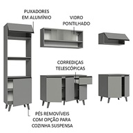Armário de Cozinha Completo 260cm Cinza Moderno - Linha Nice Madesa - imagem 4