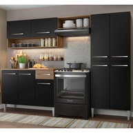 Cozinha Compacta Madesa Emilly Pop com Armário e Balcão – Design Moderno Rustic/Preto - imagem 1