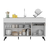 Balcão de Cozinha Veneza 150cm com 3 Portas e 1 Gaveta - Design Moderno em Branco/Preto - imagem 4