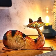 Aayla Estatueta de Gato Marrom em Ferro - 26,66 cm | Decoração Elegante para Casa e Cozinha - imagem 4