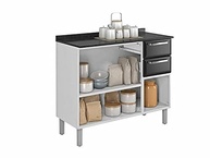 Balcão de Cozinha Itatiaia Luce 3 Portas 2 Gavetas em Preto - Design Moderno e Organização Inteligente - imagem 3