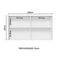 Armário Aéreo 120 cm Branco Glamy – Espaço e Estilo na Cozinha - imagem 2