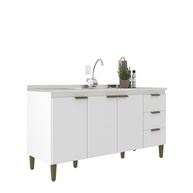 Balcão de Pia para Cozinha com 3 Portas e 3 Gavetas – Design Moderno em Branco - imagem 5