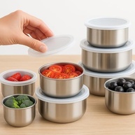 Conjunto de Potes em Aço Inox com Tampa - 5 Peças para Cozinha Moderna e Marmitas - imagem 5