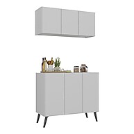 Cozinha Retrô Completa: Aéreo e Balcão 3 Portas - imagem 1