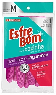 Luva de Látex Rosa Tamanho M para Cozinha - EsfreBom Bettanin com Textura Antiderrapante - imagem 2