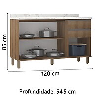 Balcão de Cozinha Triplo 1,20m Diana: Espaço e Estilo na Sua Cozinha - imagem 2