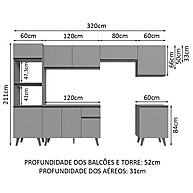 Armário de Cozinha 320cm Cinza Nice Madesa – Espaço e Estilo na Sua Cozinha - imagem 2