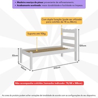 Cama de Solteiro Madeira Maciça Multimóveis CR35254 - imagem 2
