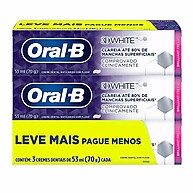 Creme Dental Oral B 3D White Brilliant Fresh 70g: Dentes Brancos e Hálito Fresco - imagem 1