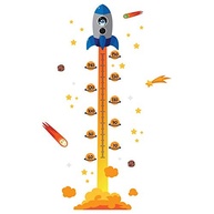 Adesivo de Parede Foguete Régua de Crescimento Infantil 179cm - Decore e Acompanhe o Crescimento com Estilo - imagem 1