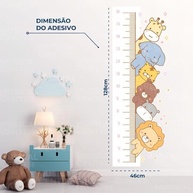 Adesivo Infantil Régua de Crescimento Bichinhos da Savana - Lavável, Seguro e Fácil Aplicação para Quarto de Bebê - imagem 3