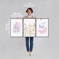 Quadro Decorativo Infantil Borboletas e Flores - Arte Suave para Quartos de Criança (Branco, 50x75cm) - imagem 2