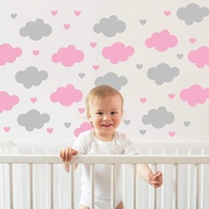 Adesivo de Parede Infantil Nuvens e Corações - Decore com Magia o Quarto da Criança - imagem 1