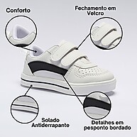 Tênis Infantil Unisex Preto com Listra Branca – Conforto e Estilo para Crianças - imagem 2