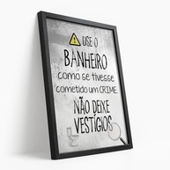 Quadro Decorativo Banheiro Crime - Frase Engraçada em Moldura Preto e Branco para Decoração Divertida - imagem 2