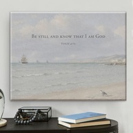 Arte de Parede Cristã com Versículo Bíblico 'Be Still and Know' - Pôster Decorativo em Tela 20x25cm - imagem 2