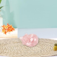 Estátua de Gato Rosa com Cristais de Quartzo Rosa - Decoração de Mesa com Energia Positiva - imagem 1