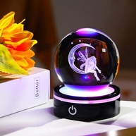 Estatueta de Fada da Lua 3D com Bola de Cristal Iluminada - Presente Encantador para Mulheres e Meninas - imagem 4