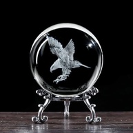 Bola de Cristal com Águia 3D - Escultura em Cristal K9 com Suporte, Peso de Papel e Decoração Elegante (6 cm) - imagem 5