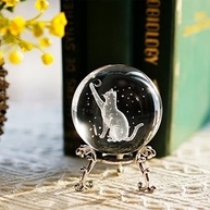 Bola de Cristal 3D com Gato da Lua - 60mm com Suporte, Presente Encantador em Cristal K9 - imagem 2