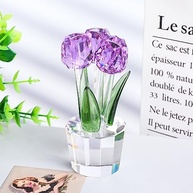 Estatueta de Cristal em Forma de Tulipa Roxa - Decoração Elegante e Coleção Exclusiva - imagem 3