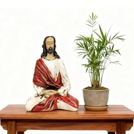 Jesus Cristo Meditando em Resina Branca 22cm - Imagem de Espiritualidade e Paz - imagem 5