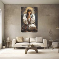 Quadros Decorativos Religiosos Jesus Cristo - 100x70cm em Canvas Premium para Quarto e Sala - imagem 1