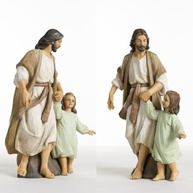 Escultura Jesus Cristo com Menina 24cm - Estátua Religiosa Pintada à Mão para Decoração Cristã - imagem 4